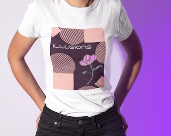 T-Shirt aus Baumwolle, 3D Optische T-Shirt, Optische T-Shirt, Optische T-Shirt, Rave Shirt, Cute Illusion