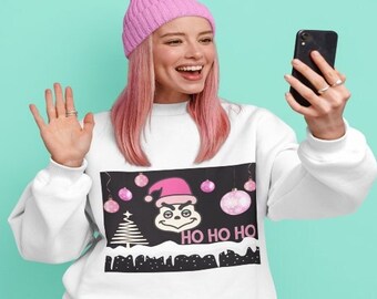 Pink Grinch Christmas Sweatshirt, Cute Grinch Hoodie, Santa Grinch Christmas Sweater, Pink Whoville Sweatshirt, Christmas Gifts
