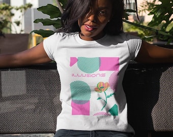 T-Shirt aus Baumwolle, 3D Optische T-Shirt, Optische T-Shirt, Optische T-Shirt, Rave Shirt, Cute Illusion