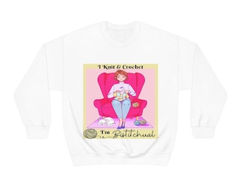 Cozy Bistitchual Sweatshirt, Winter Sweatshirt, Crochet Gift, Knitters Gifts, Bi Sweatshirt, Gifts for Grandma, Cute Fun Sweaters, BiSweater