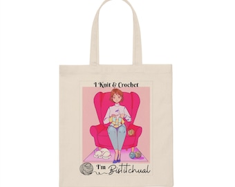I’m Bistitchual, Knit Happens Tote, Bistitchual Tote,  Funny Tote, Crochet Lover, Knitting Lover, Knitting Gift