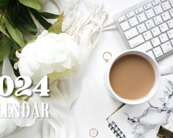 2024 Desk Calendar Coffee, Flowers and Neutral Tones