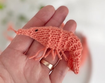 Shrimp Knitting Pattern PDF, Flat Knit Amigurumi Tutorial, Easy Sea Animal Toy, Funny Father Day Gift, 2 Straight Needles Pocket Gag Gift