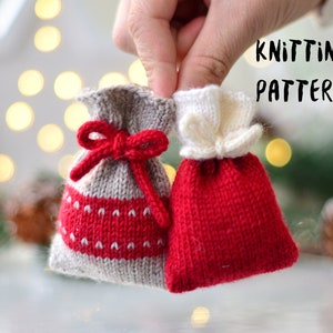 Christmas Tree ornaments, KNITTING PATTERN, Mini Gift Bag