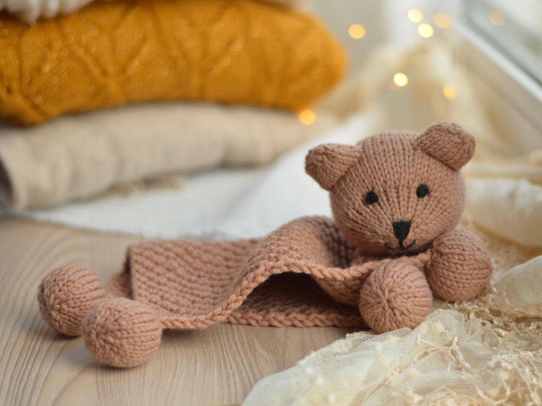 Bear Baby Comforter KNITTING PATTERN on Two Straight Knitting Needles ...