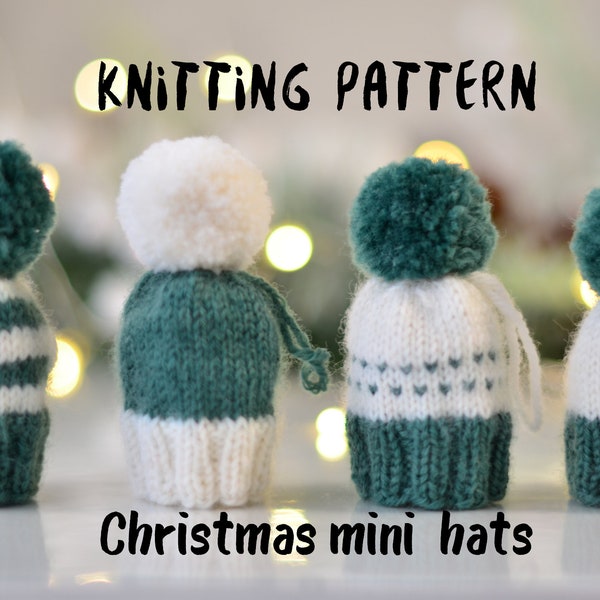 Christmas ornament knitting pattern, mini hats