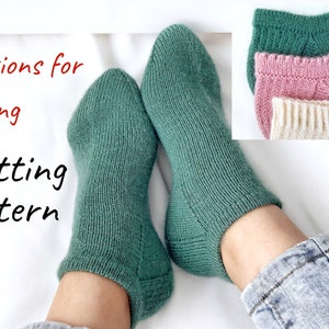 Ankle socks knitting easy pattern for beginners in PDF format + photos + videos