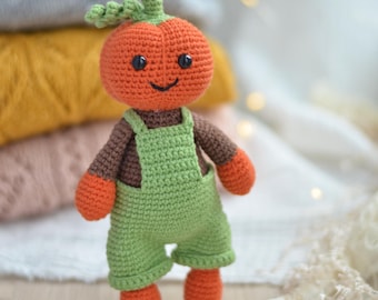 Pumpkin Man Crochet Pattern, Halloween Amigurumi PDF - 2 Sizes