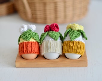 PATRÓN DE TEJIDO Calentadores de huevos de Pascua acogedores - cupcake