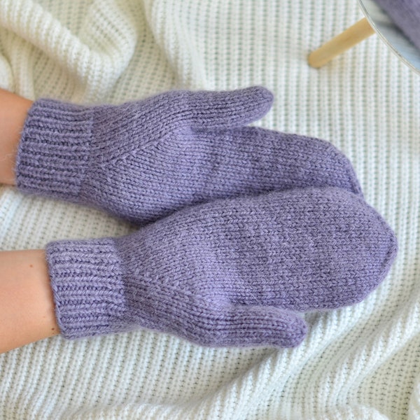 KNITTING PATTERN Basic mittens for women PDF + photo + video