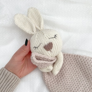 Bunny Comforter KNITTING PATTERN on Two Straight Knitting Needles ...