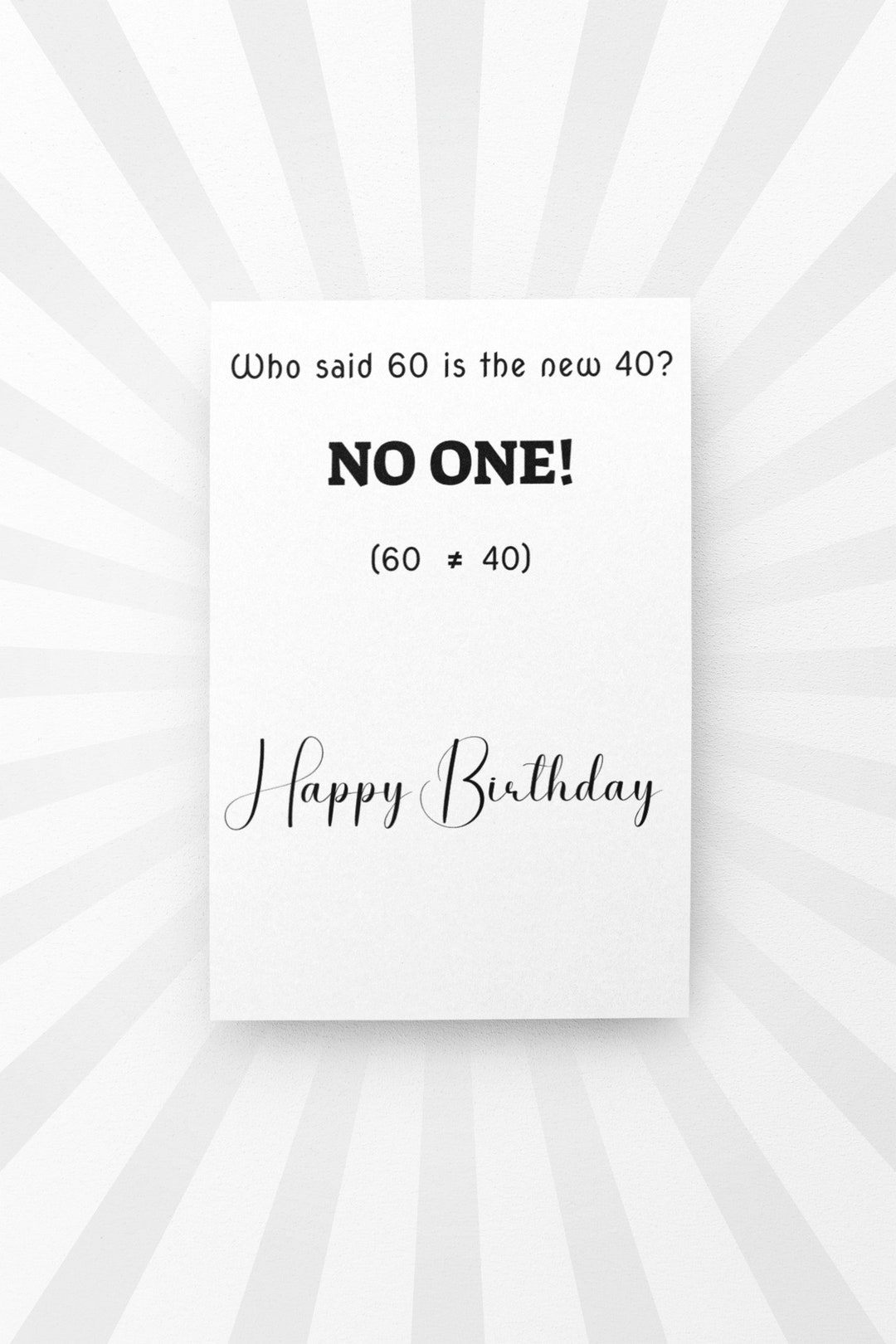 Karto Funny 60th Birthday Card for Men Women - Large 5.5x8.5 inch 60 Years Old Birthday Cards for Him Her - How