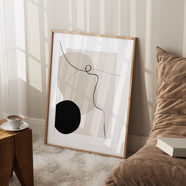 Neutral Abstract Print Beige Abstract Shape Line Drawing Print Minimalist Print Wall Prints Wall Art Home Trend UK Home Decor Neutral Print