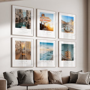 Custom City Prints Set of 6 - Pick Any 6 Cities City Prints Personalised City Prints Custom City Print Large Wall Art Photo Prints Landmarks