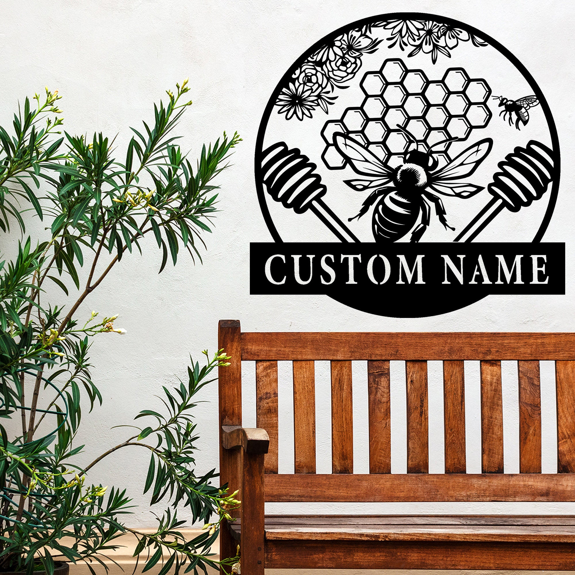 Custom Bee Metal Wall Signpersonalized Bee Metal Wall Artbee Etsy