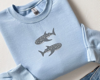 Embroidered Whale Shark Sweatshirt, Whale Shark Shirt, Shark Gifts, Marine Sweatshirt, Shark Sweatshirt, Shark Shirt, Ocean Sweatshirt
