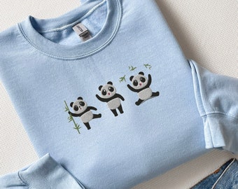 Sudadera de oso panda bordada, camisa panda, suéter panda, sudadera de oso, suéter panda chino, sudadera animal linda, oso panda