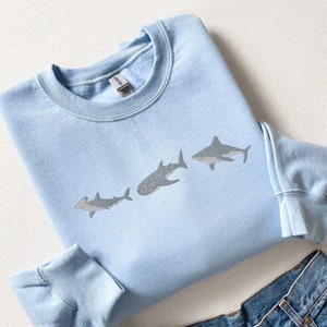 Embroidered Shark Sweatshirt, Shark Sweatshirt, Shark Sweater, Shark Shirt, Whale Shark Sweatshirt, Hammerhead Shark Sweatshirt, Bull Shark