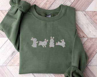 Sudadera de conejito bordada, suéter de conejito, sudadera de conejo, sudadera de conejito de Pascua, regalo amante del conejo, sudadera de Pascua, regalo de conejo