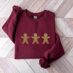 Embroidered Gingerbread Man Sweatshirt, Gingerbread Man Sweater, Gingerbread Sweatshirt, Christmas Sweatshirt, Mrs Claus Bakery, Retro Shirt