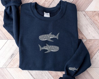 Embroidered Whale Shark Sweatshirt, Whale Shark Shirt, Shark Gifts, Marine Sweatshirt, Shark Sweatshirt, Shark Shirt, Ocean Sweatshirt