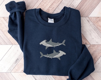 Sweat brodé requin requin, sweat requin, chemise requin marteau, sweat océan, chemise requin baleine, cadeau pour amoureux des requins
