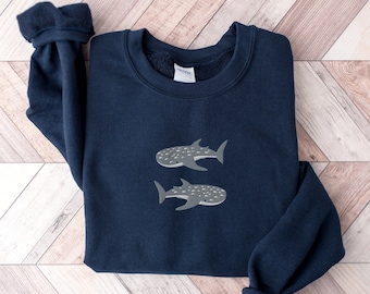 Besticktes Walhai Sweatshirt, Walhai Shirt, Hai Geschenke, Marine Sweatshirt, Haifisch Sweatshirt, Haifisch Shirt, Ozean Sweatshirt