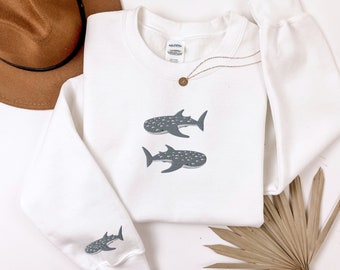 Embroidered Whale Shark Sweatshirt, Whale Shark Shirt, Shark Gifts, Marine Sweatshirt, Shark Sweatshirt, Shark Shirt, Ocean Sweatshirt