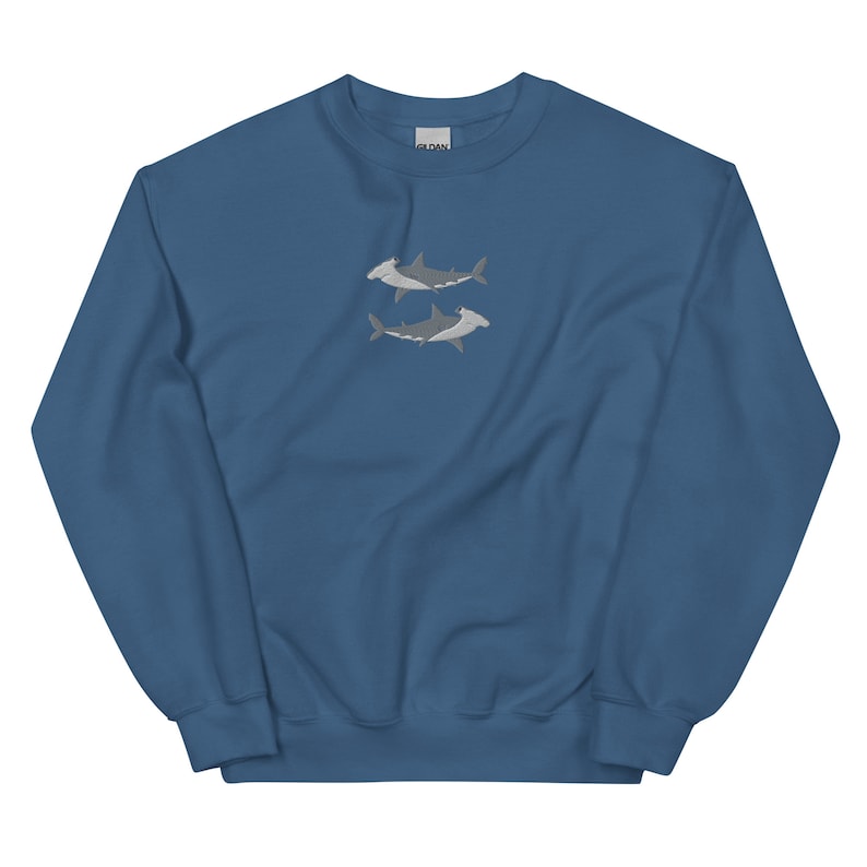 Embroidered Hammerhead Shark Sweatshirt, Shark Sweatshirt, Hammerhead Shark Shirt, Ocean Sweatshirt, Whale Shark Shirt, Shark Lover Gift