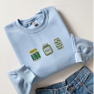 Embroidered Pickle Jar Sweatshirt, Pickle Sweatshirt, Vintage Pickle Jar Sweatshirt, Pickle Sweatshirt, Pickle Jar Embroidered Sweatshirt