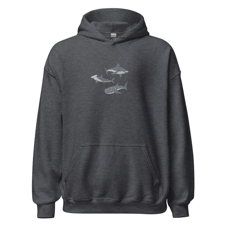 Embroidered Shark Hoodie, Shark Sweatshirt, Shark Sweater, Shark Gift, Whale Shark Sweatshirt, Hammerhead Sweatshirt, Bull Shark Sweater
