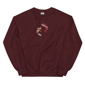 Embroidered Japanese Koi Fish Sweatshirt, Koi Fish Shirt, Japanese Sweatshirt, Fish Shirt, Whale Sweatshirt, Ocean Sweatshirt, Shark Shirt