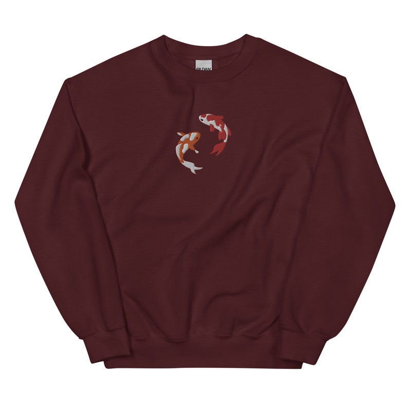 Embroidered Japanese Koi Fish Sweatshirt, Koi Fish Shirt, Japanese Sweatshirt, Fish Shirt, Whale Sweatshirt, Ocean Sweatshirt, Shark Shirt
