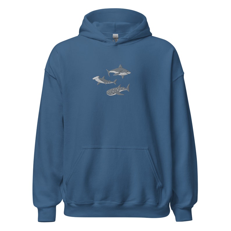Embroidered Shark Hoodie, Shark Sweatshirt, Shark Sweater, Shark Gift, Whale Shark Sweatshirt, Hammerhead Sweatshirt, Bull Shark Sweater