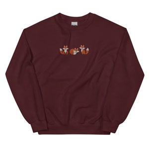 Embroidered Fox Sweatshirt, Fox Shirt, Fox Sweatshirt, Fox Lover Gift, Animal Lover Sweatshirt, Forest Sweatshirt, Cottage Core Sweatshirt
