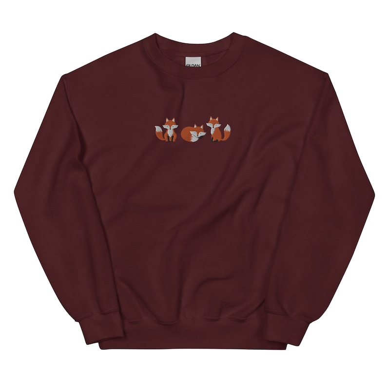 Embroidered Fox Sweatshirt, Fox Shirt, Fox Sweatshirt, Fox Lover Gift, Animal Lover Sweatshirt, Forest Sweatshirt, Cottage Core Sweatshirt