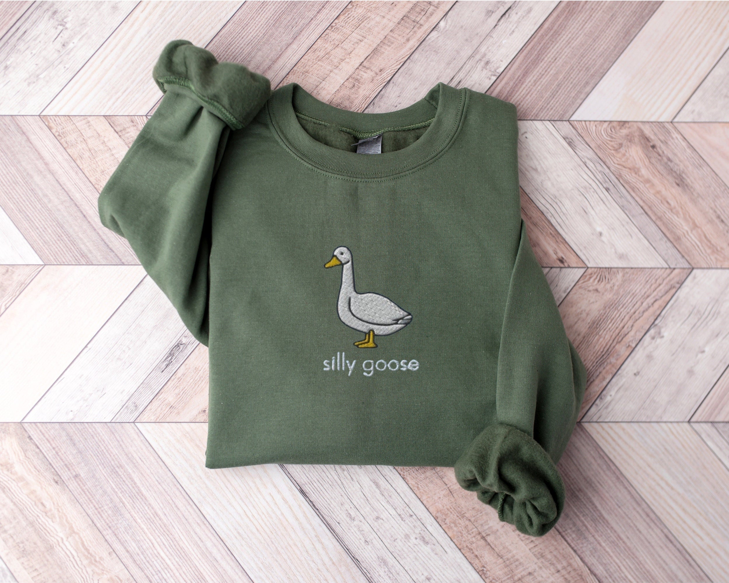 Discover Embroidered Silly Goose Sweatshirt, Silly Goose Sweatshirt, Silly Goose Embroidered Sweatshirt