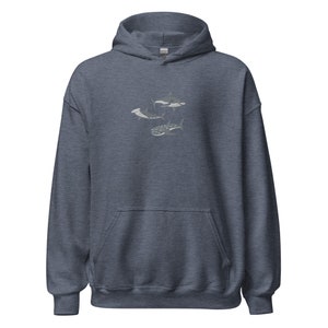 Embroidered Shark Hoodie, Shark Sweatshirt, Shark Sweater, Shark Gift, Whale Shark Sweatshirt, Hammerhead Sweatshirt, Bull Shark Sweater