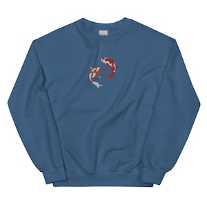 Embroidered Japanese Koi Fish Sweatshirt, Koi Fish Shirt, Japanese Sweatshirt, Fish Shirt, Whale Sweatshirt, Ocean Sweatshirt, Shark Shirt