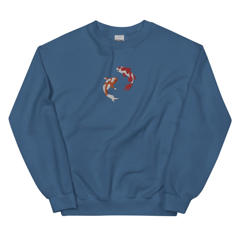 Embroidered Japanese Koi Fish Sweatshirt, Koi Fish Shirt, Japanese Sweatshirt, Fish Shirt, Whale Sweatshirt, Ocean Sweatshirt, Shark Shirt