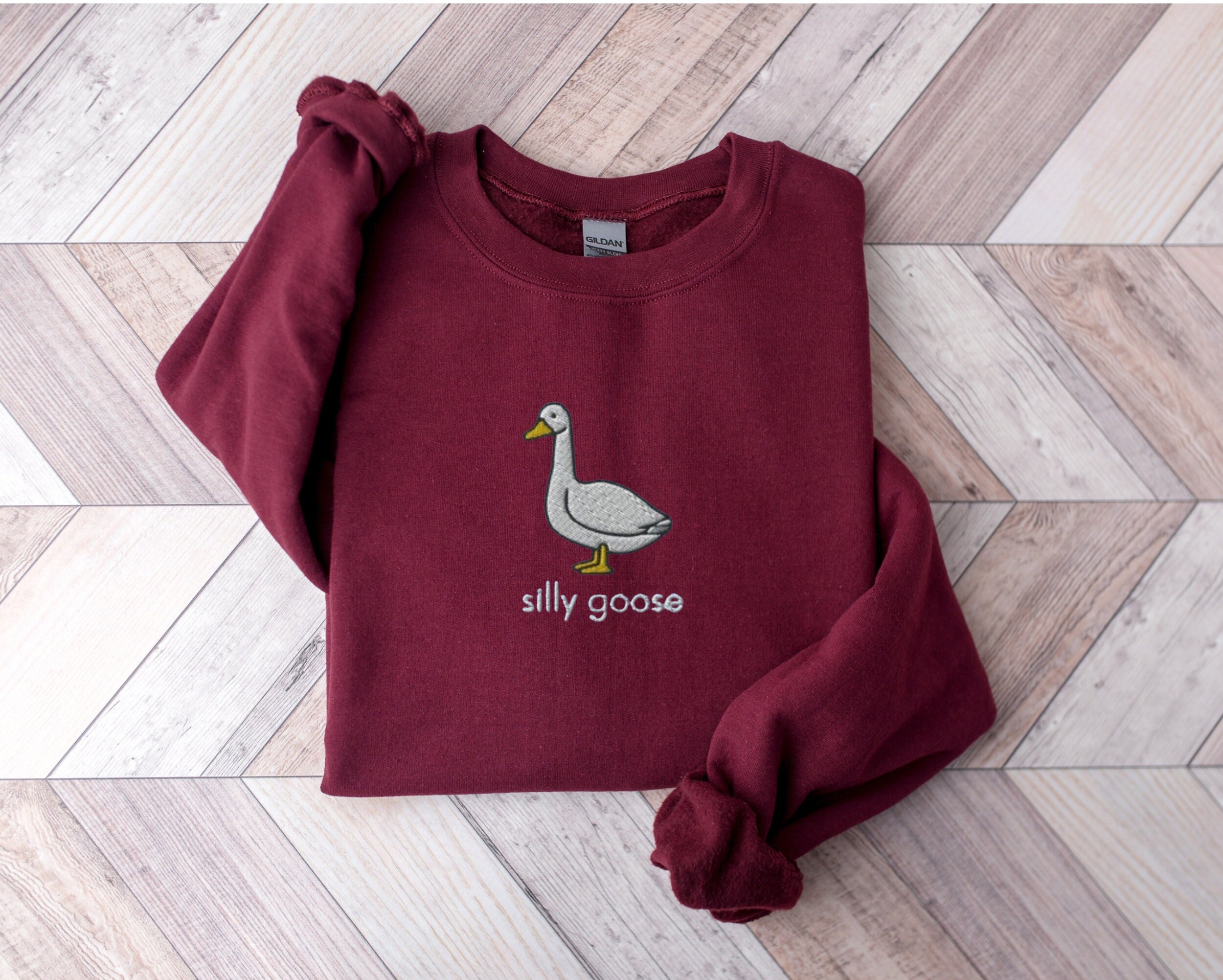 Discover Embroidered Silly Goose Sweatshirt, Silly Goose Sweatshirt, Silly Goose Embroidered Sweatshirt