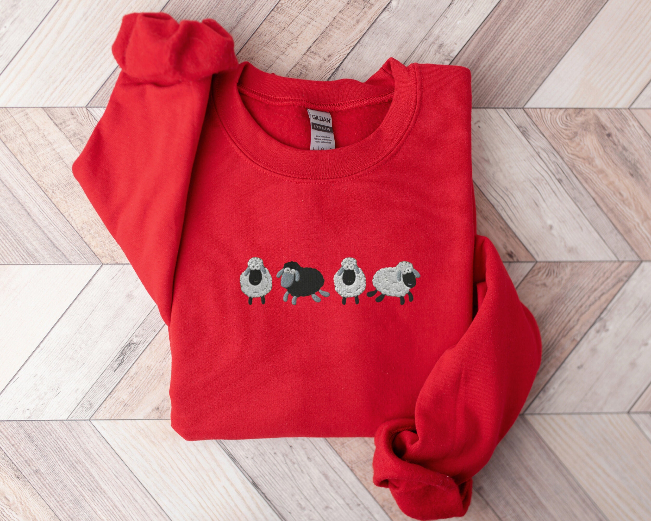 Sheep Embroidered Sweat Tops YLS0364