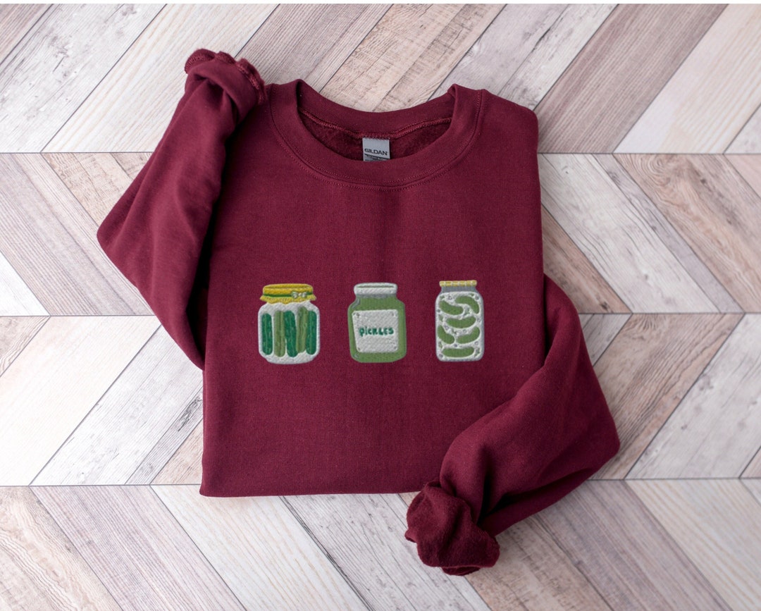Embroidered Pickle Jar Sweatshirt Pickle Sweatshirt Vintage Etsy