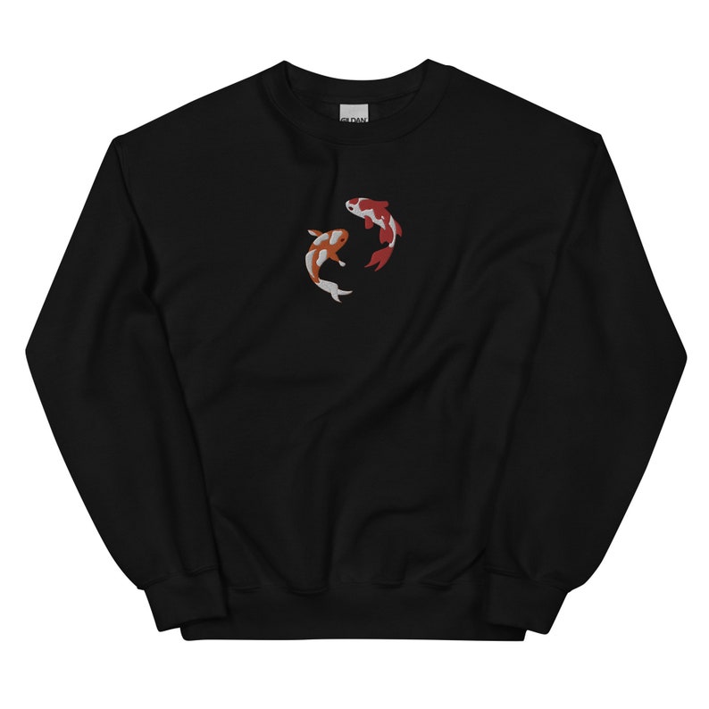 Embroidered Japanese Koi Fish Sweatshirt, Koi Fish Shirt, Japanese Sweatshirt, Fish Shirt, Whale Sweatshirt, Ocean Sweatshirt, Shark Shirt