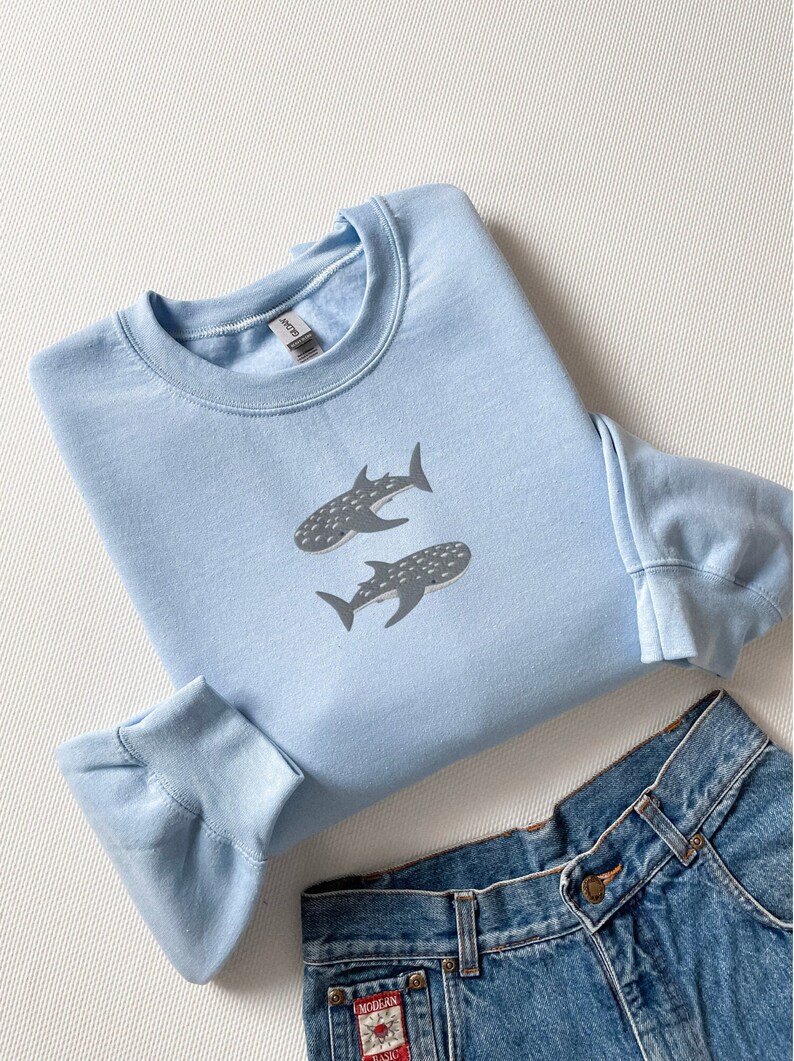Embroidered Whale Shark Sweatshirt, Whale Shark Shirt, Shark Gifts, Marine Sweatshirt, Shark Sweatshirt, Shark Shirt, Ocean Sweatshirt