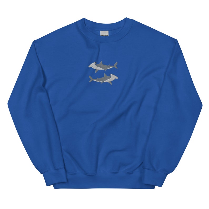 Embroidered Hammerhead Shark Sweatshirt, Shark Sweatshirt, Hammerhead Shark Shirt, Ocean Sweatshirt, Whale Shark Shirt, Shark Lover Gift