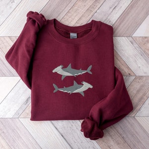 Embroidered Hammerhead Shark Sweatshirt, Shark Sweatshirt, Hammerhead Shark Shirt, Ocean Sweatshirt, Whale Shark Shirt, Shark Lover Gift