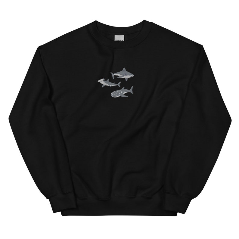 Embroidered Shark Sweatshirt, Shark Sweatshirt, Shark Sweater, Shark Gift, Whale Shark Sweatshirt, Hammerhead Sweatshirt, Bull Shark Sweater