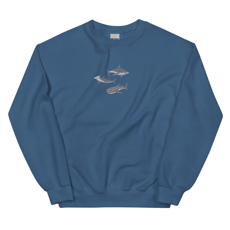 Embroidered Shark Sweatshirt, Shark Sweatshirt, Shark Sweater, Shark Gift, Whale Shark Sweatshirt, Hammerhead Sweatshirt, Bull Shark Sweater