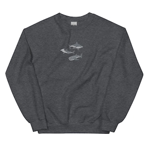Embroidered Shark Sweatshirt, Shark Sweatshirt, Shark Sweater, Shark Gift, Whale Shark Sweatshirt, Hammerhead Sweatshirt, Bull Shark Sweater